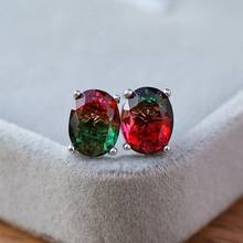 Crystal Ear Stud Earrings For Women White Gold Rose Gold Colorful Purple Red Zircon Wedding Earrings 2024 - buy cheap