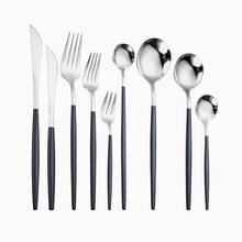 Stainless Steel Cutlery Set Black Silver Utensils Kitchen Dinnerware Mirror Tableware Spoon Fork Knife Flatware Set Dropshopping 2024 - buy cheap