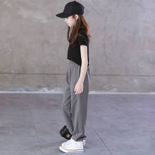 New Korean Girls Pants Summer 2021 Gray Fashion Fashion Elastic Waist Casual Teen Trousers Lantern Cotton Soft,#6107 2024 - buy cheap