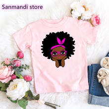 Kawaii Kids Clothes Black Girl Love Pink Glasses Print Tshirt Rabbit Summer Children Clothing Harajuku Shirt Melanin T-Shirt 2024 - buy cheap