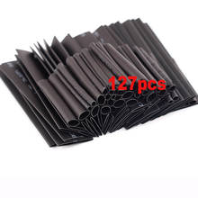 127 pces preto kits de tubo de cabo elétrico tubulação envoltório manga cabo de fio isolado sleeving calor psiquiatra tubo conjunto 2024 - compre barato