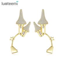 LUOTEEMI-pendientes de tuerca de Castillo para mujer y niña, joyería de moda de circón cúbico 2020, regalos para citas y fiesta de navidad 2024 - compra barato