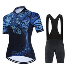 Conjunto de Ropa de Ciclismo de manga corta para mujer, uniforme de bicicleta transpirable, pantalones con pechera, Ropa de Ciclismo de montaña, verano 2022 2024 - compra barato