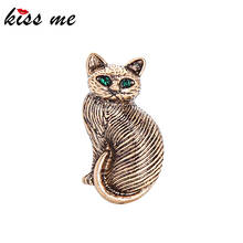 kissme Elegant Cat Brooch For Women Vintage Gold Color Alloy Crystal Cute Animal Sweater Coat Pins Fashion Jewelry Accessories 2024 - buy cheap