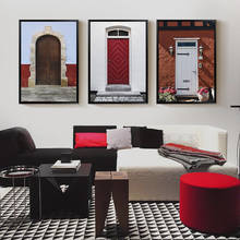 Póster de paisaje urbano nórdico para decoración del hogar, pintura en lienzo de edificio rojo para puerta de casa, imagen artística de pared moderna para sala de estar 2024 - compra barato