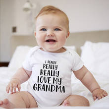 I REALLY REALLY Love my Grandma Printed Newborn Baby Bodysuit Cute Cotton Baby Boy Girls Onesies Rompers Body Baby Clothes 2024 - buy cheap