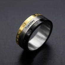 Модное титановое стальное вращающееся кольцо с датой на английском языке, Трендовое кольцо из нержавеющей стали, горячая распродажа 2024 - купить недорого