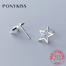 PONYKISS-pendientes de plata de ley 925 con forma de estrella hueca para mujer, aretes delicados y románticos, accesorio para fiesta, regalo encantador 2024 - compra barato
