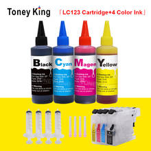 Toney King LC123 XL Printer Ink Cartridge For Brother LC 121 125 127 129 123 DCP-J4110DW J132W J152W  J552DW + 4×100ml Dye Ink 2024 - buy cheap