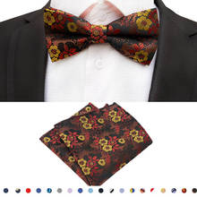 Novo conjunto de gravatas quadradas de bolso floral masculino, trajes com lenço ajustável, gravata borboleta, para festa de casamento, presente de lote 2024 - compre barato