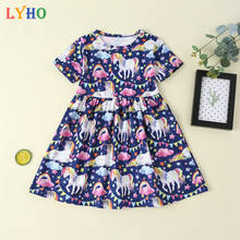 LYHO Girls Dress 2021 Summer Girls Clothes Spring Toddler Baby Kids Short Sleeve Unicorn Princess Dress for Girls Party Outfit 2024 - buy cheap