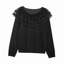 Roupas femininas brancas e pretas 4xg, pulôveres de outono de tamanho grande, camisola de malha d0665, inverno 2021 2024 - compre barato