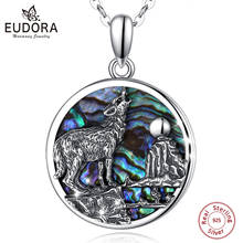 Eudora 925 Sterling Silver Abalone Shell Wolf Pendant Necklace Mother Oyster Leader Blue Colorful fine Necklace Jewelry mbd023 2024 - buy cheap