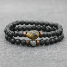 Pulseira masculina com pedras naturais e contas de pedra natural, bracelete de buda para mulheres, joia de yoga e meditação 2024 - compre barato
