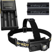 Nitecore HA23 Ultra Lightweight Headlamp Waterproof 250 Lumens CREE XP-G2 S3 AA Portable +2x AA Rechargeable Battery+ D2 Charger