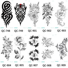 Pegatina de tatuaje temporal impermeable para mujer, tatuajes negros, arte corporal, brazo, mano, chica falsa 2024 - compra barato