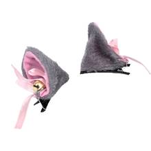 Cat Ears Hair Clips with Bell Ribbon Bowknot Lovely Anime Lolita Fluffy Plush Duckbill Hairpins Cosplay Party Barrettes 2024 - buy cheap