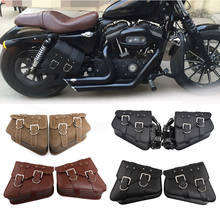 Motorcycle Bag PU Leather Side Saddle Bags Storage Tool Pouches Luggage Bag Fit For Harley Sportster XL883, XL1200 2024 - buy cheap