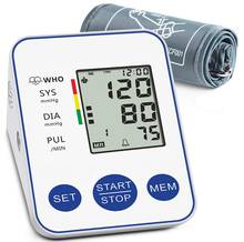 Monitor de presión arterial Digital automático, Monitor de presión arterial LCD para la parte superior del brazo, con brazalete grande, medidor de pulso de frecuencia cardíaca para el hogar 2024 - compra barato