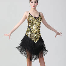 Mini vestido de lantejoulas com decote em v, sem mangas, sexy, brilhante, com franja, festa, dança latina, roupa de balada, 1920s 2024 - compre barato
