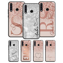 Funda con iniciales del nombre de purpurina personalizada para Huawei Nova 5T, Y6, Y9, Y7, 2019, Honor 8X, 7X, 9X, 20 Pro, 9, 10 Lite, 10i, 7A, 7C, 8A, 8C, V20 2024 - compra barato