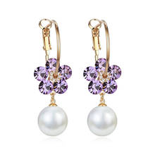 Flower Circle Earrings For Women Pearl Earings Female Fashion Jewelry Accessories Rhinestone Ears Decorations 2024 - buy cheap