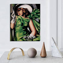 Тамара де лемпика женщина в зеленом платье холст картина печать гостиная домашний декор Современное украшение на стену, живопись маслом плакат картина 2024 - купить недорого