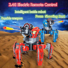 Robô aranha de seis pinos, brinquedo com rádio e controle remoto de 2.4g, arma dupla, presente para crianças 2024 - compre barato
