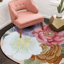 Alfombras redondas con estampado Floral 3D, Tapete de suelo de flores para sala de estar, sofá, mesa de centro, balcón, dormitorio, cabecera, Tapete antideslizante 2024 - compra barato