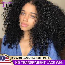 Kinky Curly Lace Closure Human Hair Wig 4x4x1 Lace Wig With Baby Hair Pre Plucked  Women Brazilian Remy Lace Closure T-Part Wigs 2024 - buy cheap