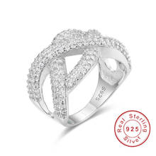 Anéis de casamento luxuosos de prata esterlina 925 mais tipo x com colocação empedrada anel de diamante coquetel joia para mulheres presente 2024 - compre barato