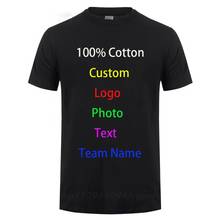 Camisa com texto personalizado 100% algodão, uniforme de impressão fotográfica de seu próprio design, roupa de equipe, propaganda, camiseta 2024 - compre barato