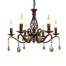 Europe Vintage Wrought Iron Crystal Chandelier E14 Candle Lamp Retro Metal Chandeliers for dining room living room bar lighting 2024 - buy cheap