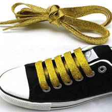 1 Pair Shiny Flat Shoelaces Gold Silver Thread Sport Bootlaces Sneakers Athletic Shoe Strings Lazy Laces 115cm 2024 - buy cheap