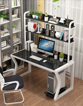 Escritorio de ordenador para el hogar, estantería de vidrio templado simple integrada, escritorio de oficina para aprendizaje y escritura 2024 - compra barato