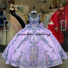 vestidos de quinceañera Sweet 16 Dress Purple Quinceanera Prom Dresses Appliques Sequins Ball Gown Prom Party Wear 2024 - buy cheap