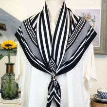 High Quality Luxury Brand Fashion Bandana Women Silk Scarves Shawls 90*90cm Striped Sprinted Ladies Silk Scarves Square Scarf 2024 - buy cheap