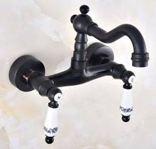 Basin Faucets Oil Rubbed Bronze Bathroom Kitchen Faucet Swivel Wall Mounted Dual Handle Hot Cold Mixer Taps znf828 2024 - buy cheap