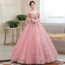 Vestidos розовые Бальные платья 2021 с открытыми плечами вечерние платье Винтаж бальное платье размера плюс платье для выпускного вечера; Robe De Bal 2024 - купить недорого