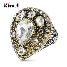 Kinel-Anillo de boda de plata tibetana para mujer, joyería de compromiso de circón, Estilo Vintage, bohemio, cristal 2024 - compra barato