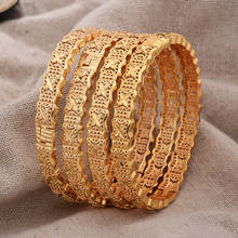 4Pcs/lot Gold Color Bangles For Women Dubai Bride Wedding Cuff Bracelet Africa Bangles Jewelry Gold Charm Bracelet party gifts 2024 - buy cheap