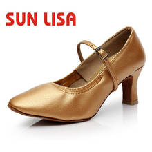 SUN LISA-zapatos de baile de piel de cerdo de alta gama para mujer, zapatos de tacón alto para baile de salón, modernos, Latinos 2024 - compra barato