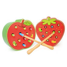 Wooden Strawberry Apple Magnetic Catch Bug Toy Parent-Child Interaction Color Memory Baby Early Education Toy Educational Toy 2024 - buy cheap