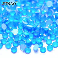 JUNAO SS6 8 10 12 16 20 30 Neon Blue Glass Rhinestone Fluorescent Candy Crystal Stones Non Hot Fix Strass 3D Nail Decorations 2024 - buy cheap