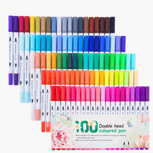 100 pieces/set Double head hook pen color marker pen soft head watercolor pen art supplies children's gift painting set 2024 - buy cheap