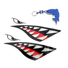 2x Shark Tooth Vinyl Decals Stickers Kayak  + Blue Dolphin Shaped Floating Key Chain 2024 - buy cheap