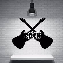 Adesivo de parede para violão elétrico, decoração de parede para estúdio de música, janelas, rock and roll, adesivo de parede de vinil, instrumento musical 2024 - compre barato