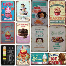 Cake & Ice Cream Metal Poster Plaque Metal Vintage Bakery Kitchen Decor Sign Wall Decor Metal Tin Sign 2024 - buy cheap