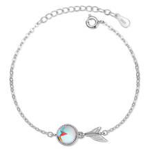 ModaOne Cute Fashion Silver Color Copper Gradient Colorful Moonstone Fish Tail Bracelets For Women 2024 - buy cheap