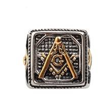 Silver color Gold color Men's Square Freemason  Ring Templar Ring US SIZE 7-15 2024 - buy cheap